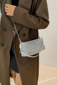 Openwork Crossbody Bag with Removable Strap Silver One Size