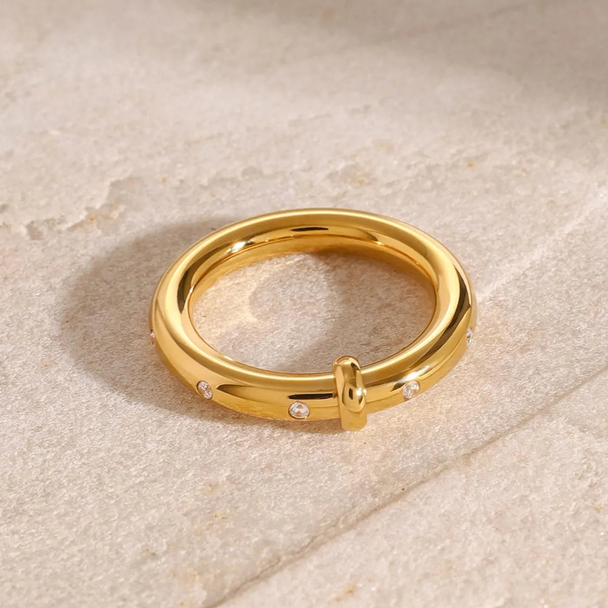 18K Gold-Plated Stainless Steel Rhinestone Ring