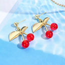 18K Gold-Plated Cherry Earrings Red One Size