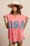 BiBi Washed Jersey With Usa Patched Raw Cut Edge Detail - Store 42