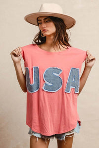 BiBi Washed Jersey With Usa Patched Raw Cut Edge Detail - Store 42