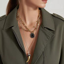 3 Piece Chain Pendant Necklace Gold One Size