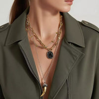 3 Piece Chain Pendant Necklace Gold One Size