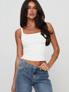 Lace Detail Cropped Cami White