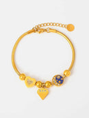 Elegant 18K Gold-Plated Stainless Steel Rhinestone Charm Bracelet with Adjustable Length - Store 42