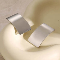 Elegant 18K Gold-Plated Stainless Steel Rectangle Earrings - Lightweight Design, 1.7 In Length - Store 42