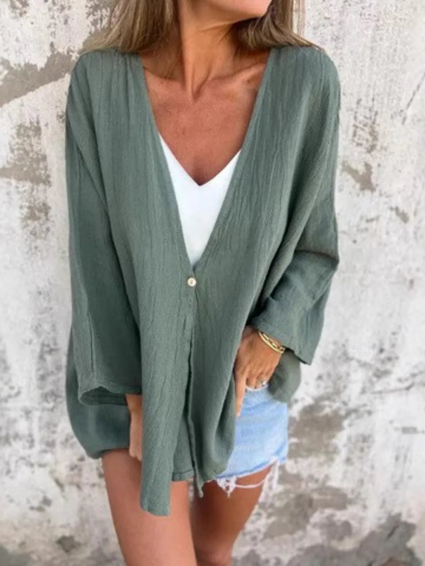 Full Size Oversized Button-Up Cardigan Plus Size