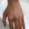Elegant 18K Gold-Plated Rhinestone Hand Chain Bracelet with Adjustable Design - Store 42