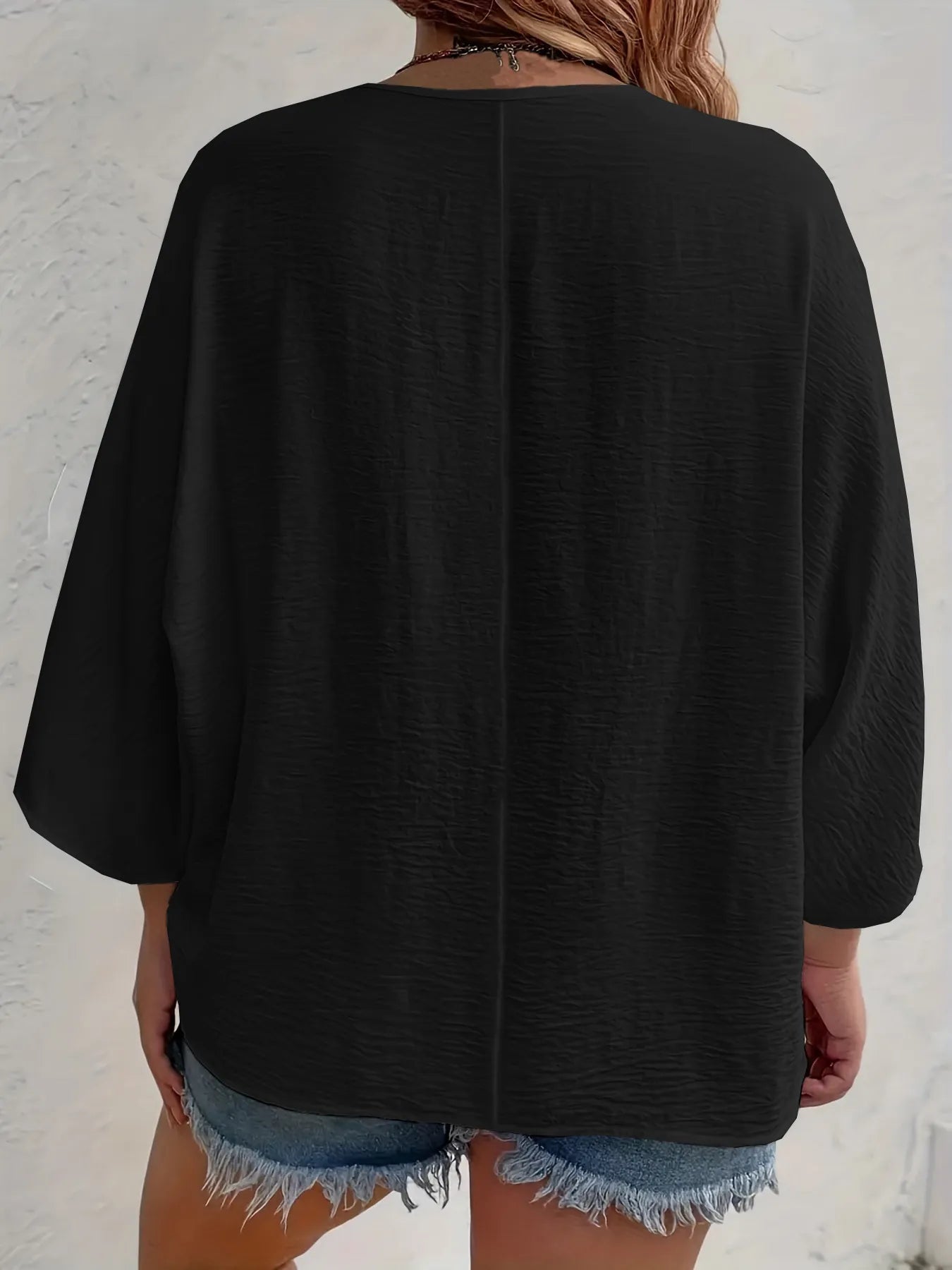 Plus Size V-Neck Button Down Shirt for Women - Stylish 100% Polyester Fabric