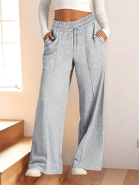 Full Size Drawstring Relaxed Fit Wide Leg Pants Plus Size - Store 42
