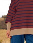 Striped Round Neck Long Sleeve Sweater