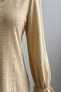 Trendy Eyelet V-Neck Blouse with Flounce Sleeves - Opaque, Highly Stretchy, Lined - 100% Polyester - Store 42