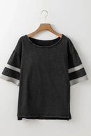 Trendy Contrast Round Neck Half Sleeve T-Shirt - Soft 100% Cotton with Seam Detail - Store 42