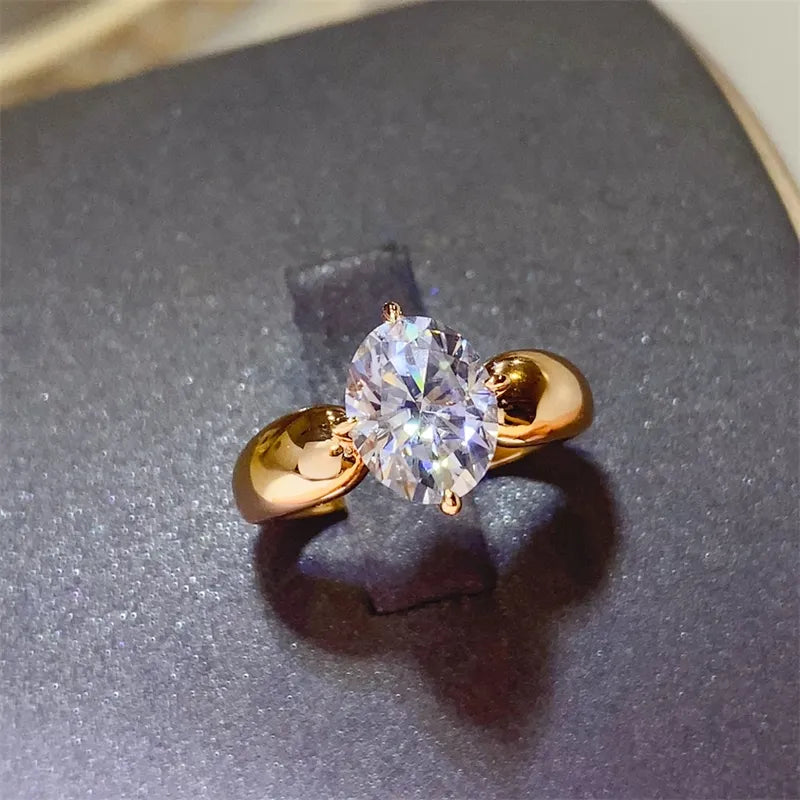 Stunning 2 Carat Moissanite Ring in 925 Sterling Silver with 18K Gold-Plated Finish