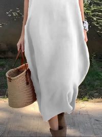 Full Size Casual Loose Fit Round Neck Midi Dress Plus Size - Store 42