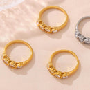 18K Gold-Plated Stainless Steel Zircon Ring - Elegant Inlaid Design for Stylish Wear - Store 42