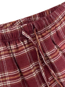 Plaid Wide Leg Drawstring Pants