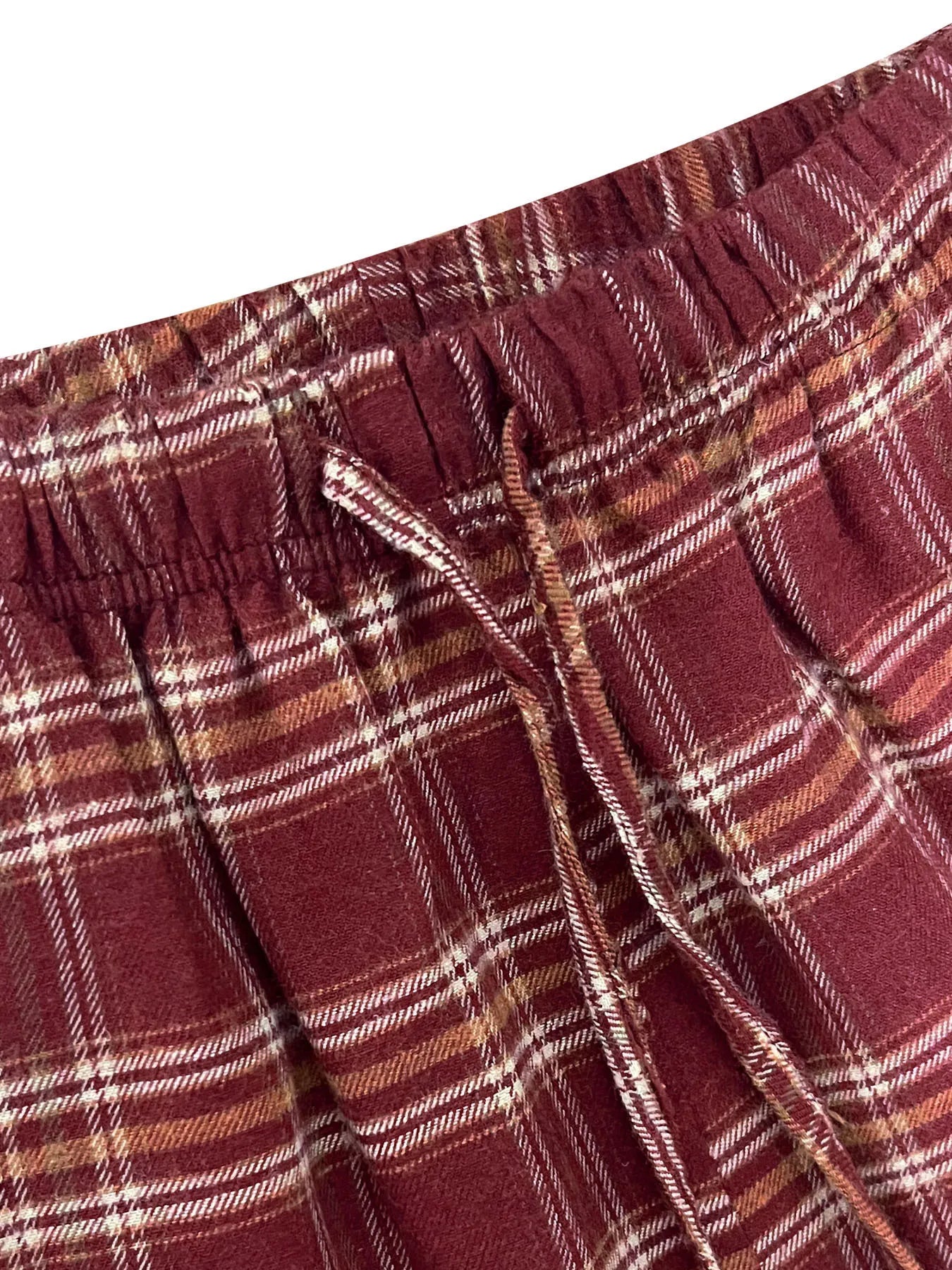 Plaid Wide Leg Drawstring Pants