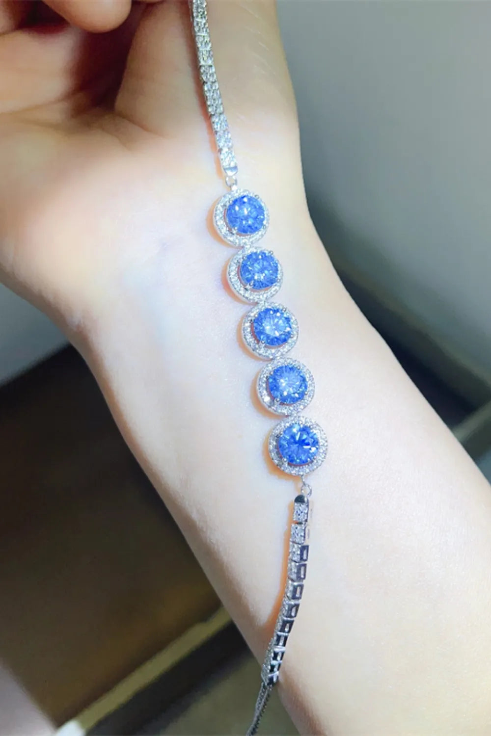 5 Carat Moissanite Bracelet in Platinum-Plated 925 Sterling Silver with Box and Certificate