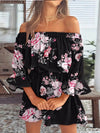 Full Size Floral Off-Shoulder Flounce Sleeve Mini Dress Plus Size - Store 42
