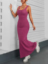Ribbed Maxi Tank Dress Hot Pink
