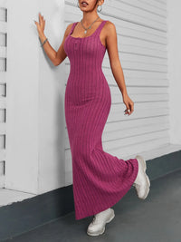 Ribbed Maxi Tank Dress Hot Pink