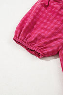 SYNZ Gingham Check Bubble Sleeve Ruffled Maxi Dress