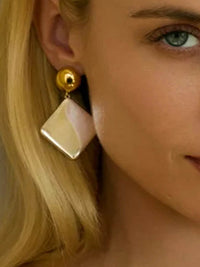 Elegant 18K Gold-Plated Square Shape Drop Earrings for Modern Women - Minimalist Geometric Design - Store 42