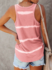 Trendy Full-Size Plus Size Striped Round Neck Tank Top - Slightly Stretchy Polyester Blend - Store 42