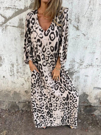 Full Size Printed V-Neck Dress with Pockets Plus Size - Store 42