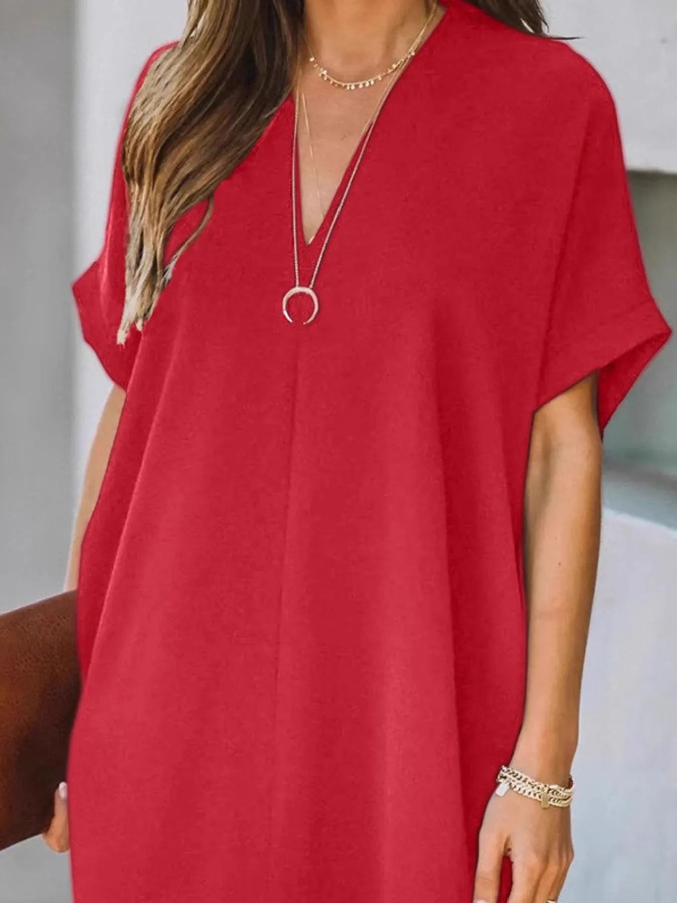V-Neck Short Sleeves Dress