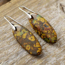Elegant Natural Stone Copper Dangle Earrings with Unique Patterns | 14K Gold-Plated - Store 42