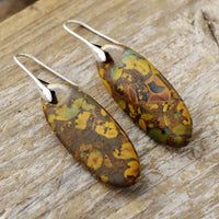 Elegant Natural Stone Copper Dangle Earrings with Unique Patterns | 14K Gold-Plated - Store 42