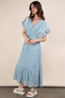 VERY J Embroidered Boho Ruffled Midi Dress