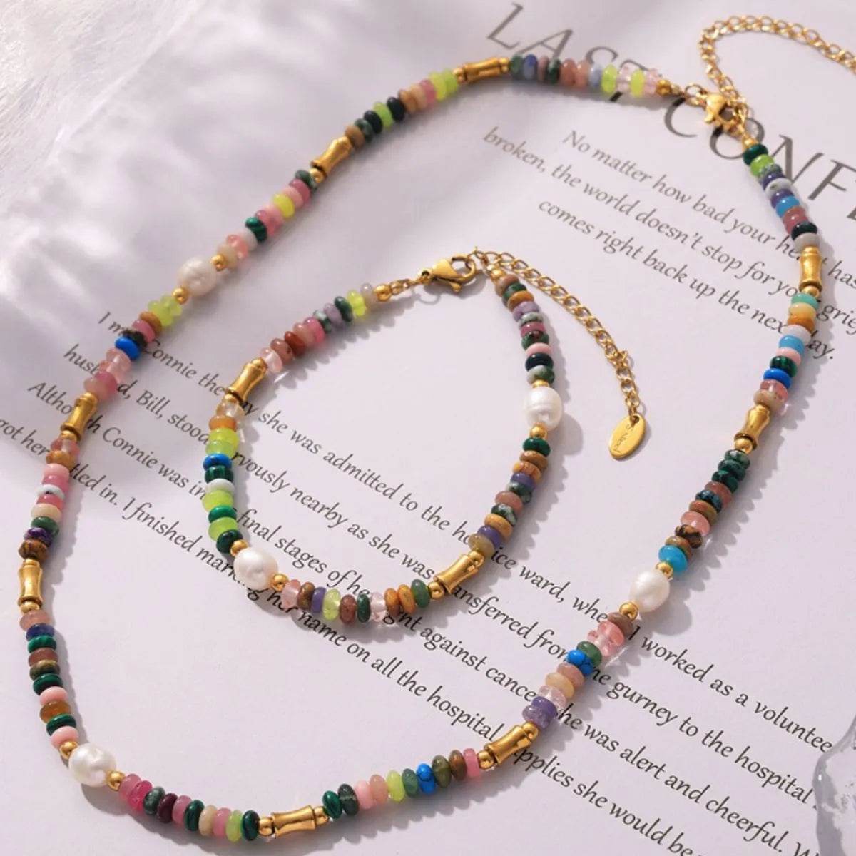 Bohemian 2-Piece Jewelry Set with Natural Stone and Freshwater Pearls - Unique Artisan Design - Store 42