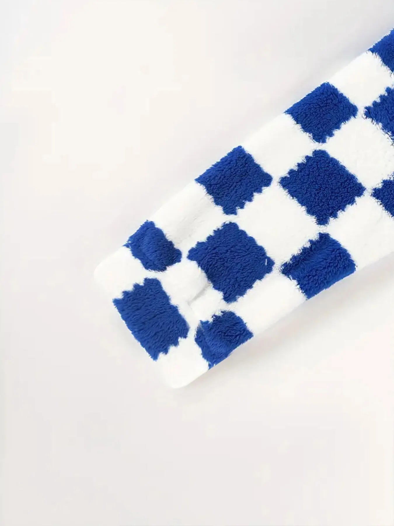 Checkered Fleece Oversized Zip Up Jacket