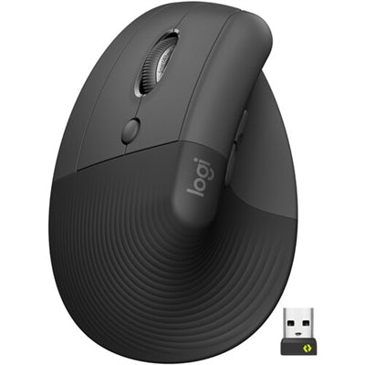 Logitech Lift Left Vertical Ergonomic Mouse - Comfortable Graphite Design for Left-Handed Users
