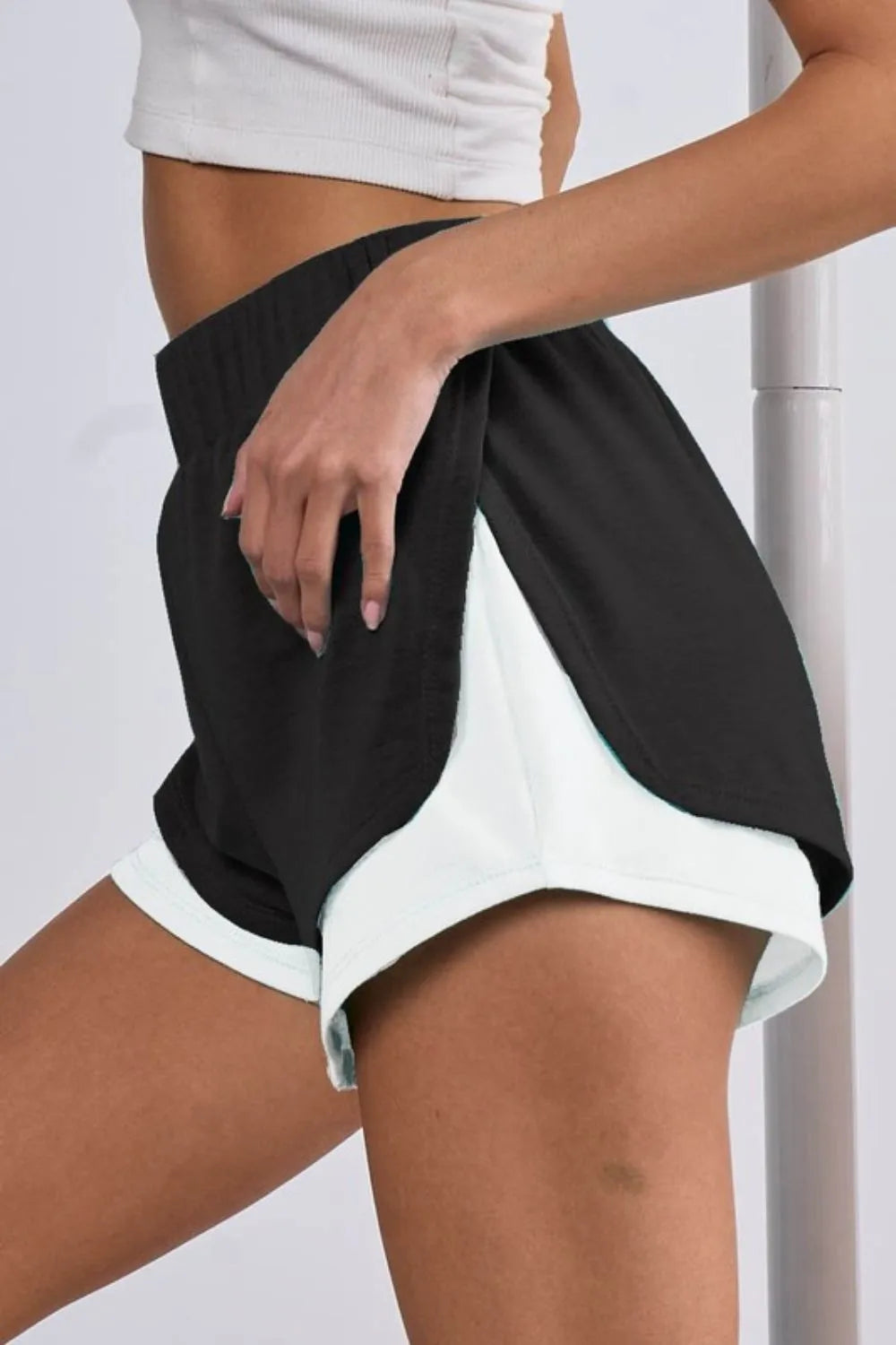 BiBi French Terry Knit Color Block with Sid Slit Shorts