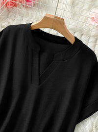 Casual Notched Short Sleeve Blouse