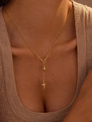 18K Gold-Plated Star Cross Pendant Necklace Gold One Size