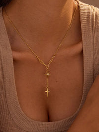 18K Gold-Plated Star Cross Pendant Necklace Gold One Size