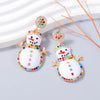 Alloy Rhinestone Snowman Earrings White One Size