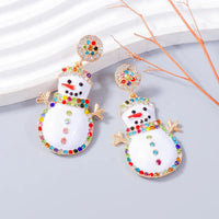 Alloy Rhinestone Snowman Earrings White One Size