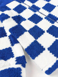 Checkered Fleece Oversized Zip Up Jacket