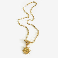 2-Piece 18K Gold-Plated Sun & Wave Pendant Necklace