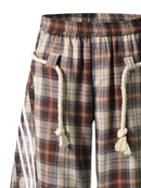 Plaid Casual Pants with Side Stripes