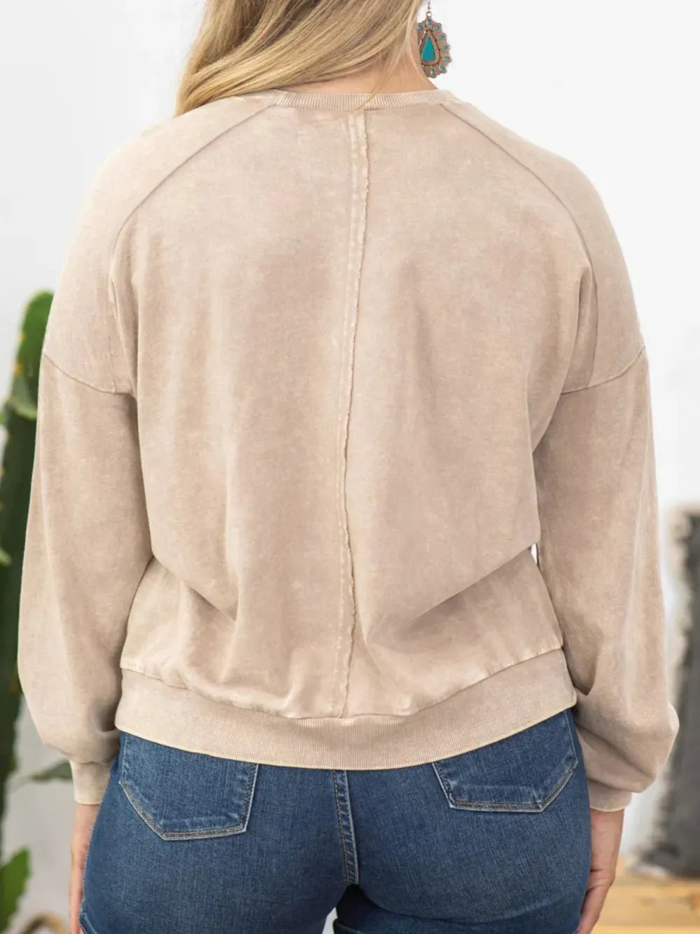 Plus Size Long Sleeve Sweatshirt with Peace Sign - Opaque, Comfortable Fit, 65% Polyester, 35% Cotton