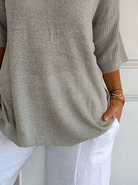 Full Size Relaxed Fit Ribbed Hem Sweater Plus Size