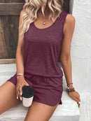 Casual Wide Strap Tank Top and Shorts Set