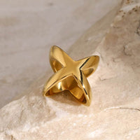18K Gold-Plated Crisscross Ring | Elegant Stainless Steel Design | Size 7 - Store 42